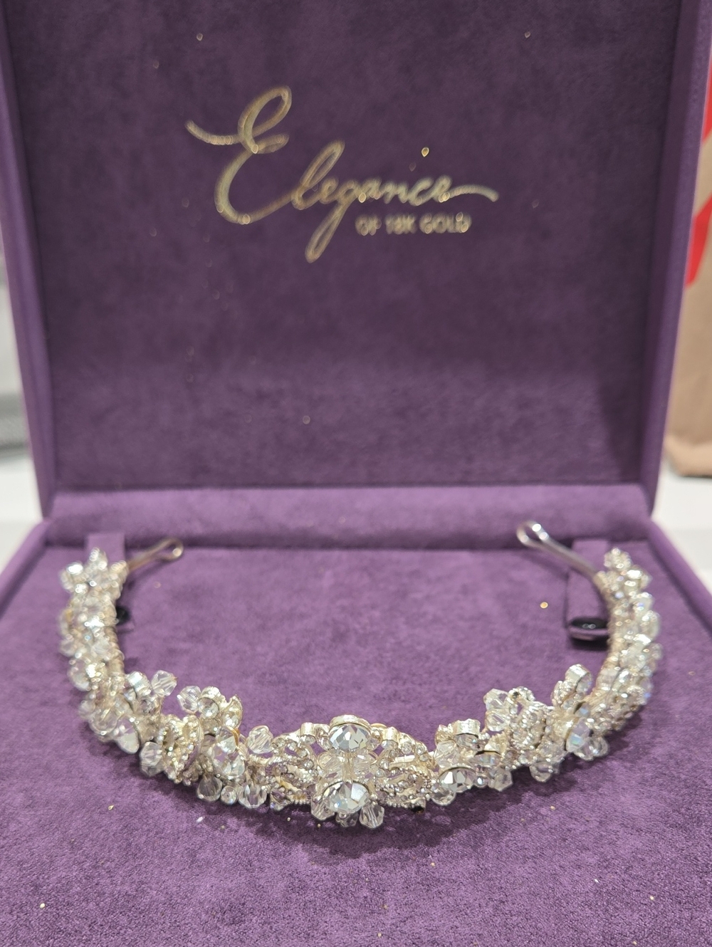 White Gold Tone Crystal Bridal Tiara - Silver Tone
